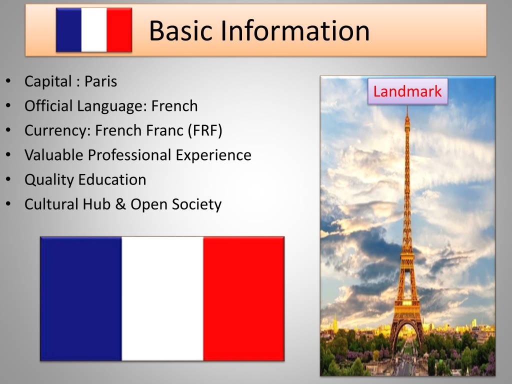 presentation of france in english