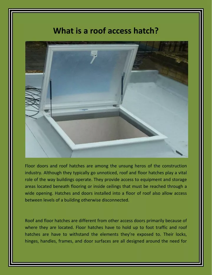 what is a roof access hatch n.