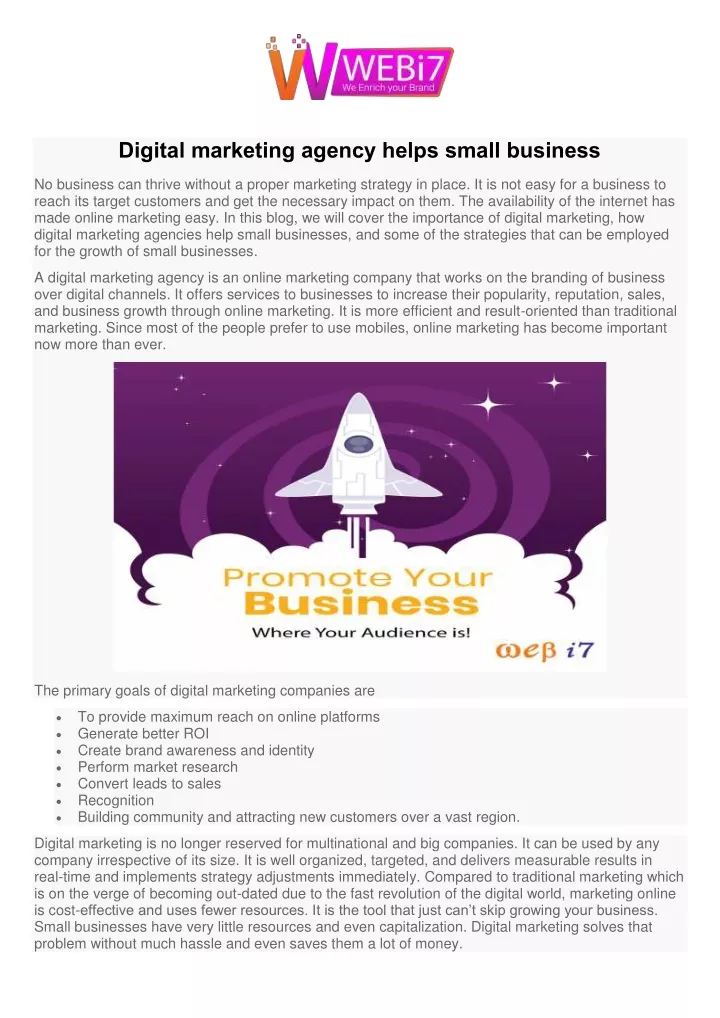 digital marketing agency helps small business n.