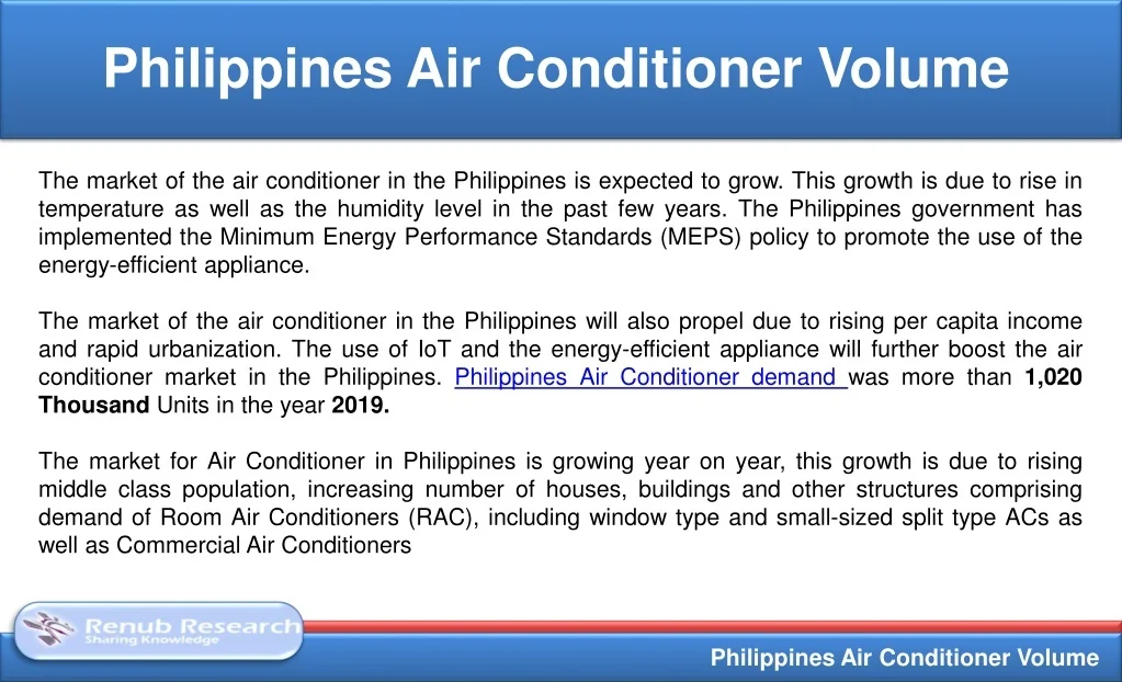 PPT Philippines Air Conditioner (AC) Volume, by Types (Room