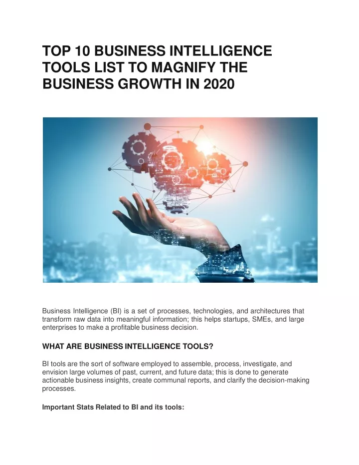 PPT - TOP 10 BUSINESS INTELLIGENCE TOOLS LIST TO MAGNIFY THE BUSINESS ...