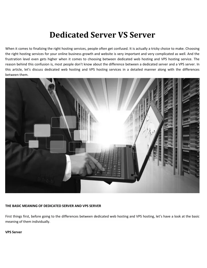 dedicated server vs server n.