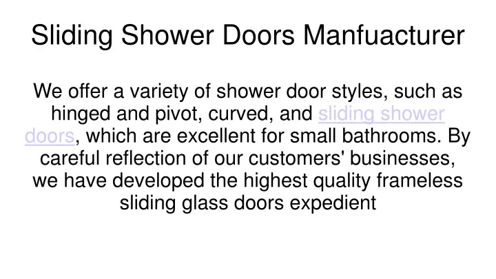 sliding shower doors manfuacturer n.