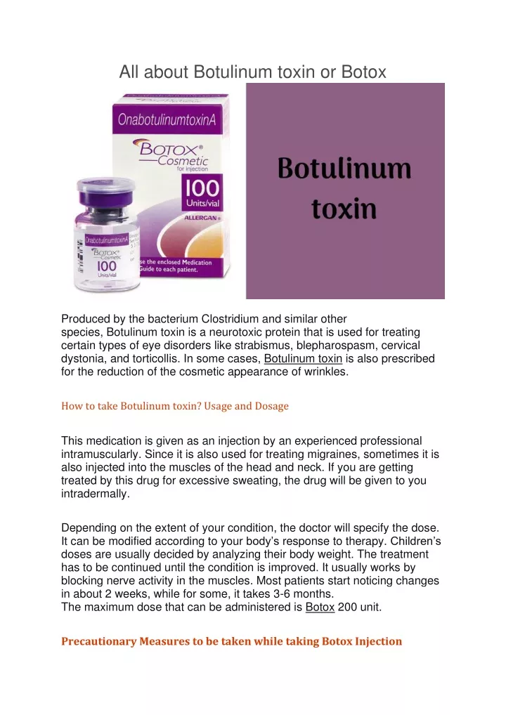 all about botulinum toxin or botox n.