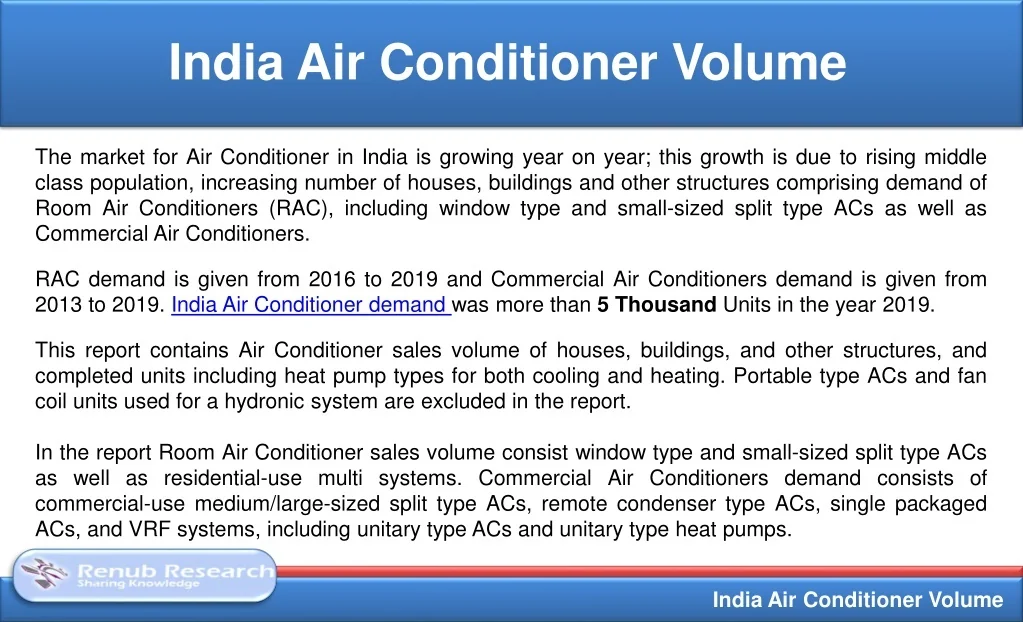 PPT - India Air Conditioner (AC) Volume, by Types (Room, Commercial ...