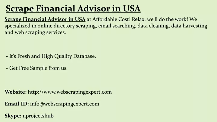 scrape financial advisor in usa n.
