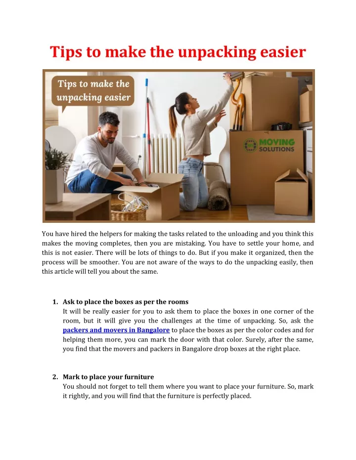 tips to make the unpacking easier n.