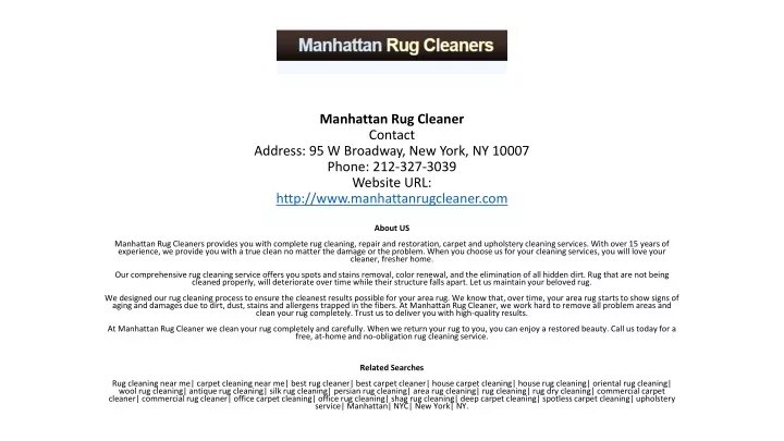 manhattan rug cleaner contact address n.