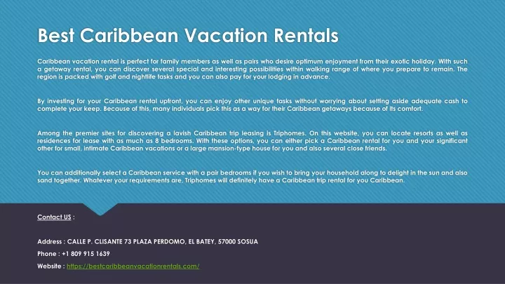 best caribbean vacation rentals n.