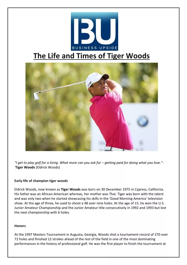 the life and times of tiger woods n.