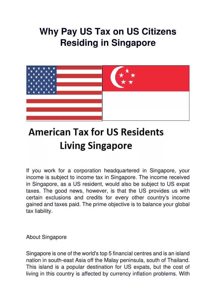 why pay us tax on us citizens residing n.