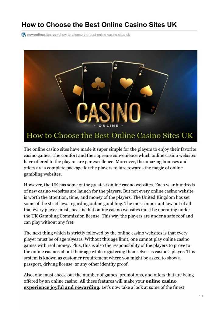 how to choose the best online casino sites uk n.