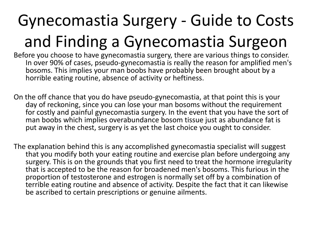 PPT - Gynecomastia surgery in dubai PowerPoint Presentation, free ...