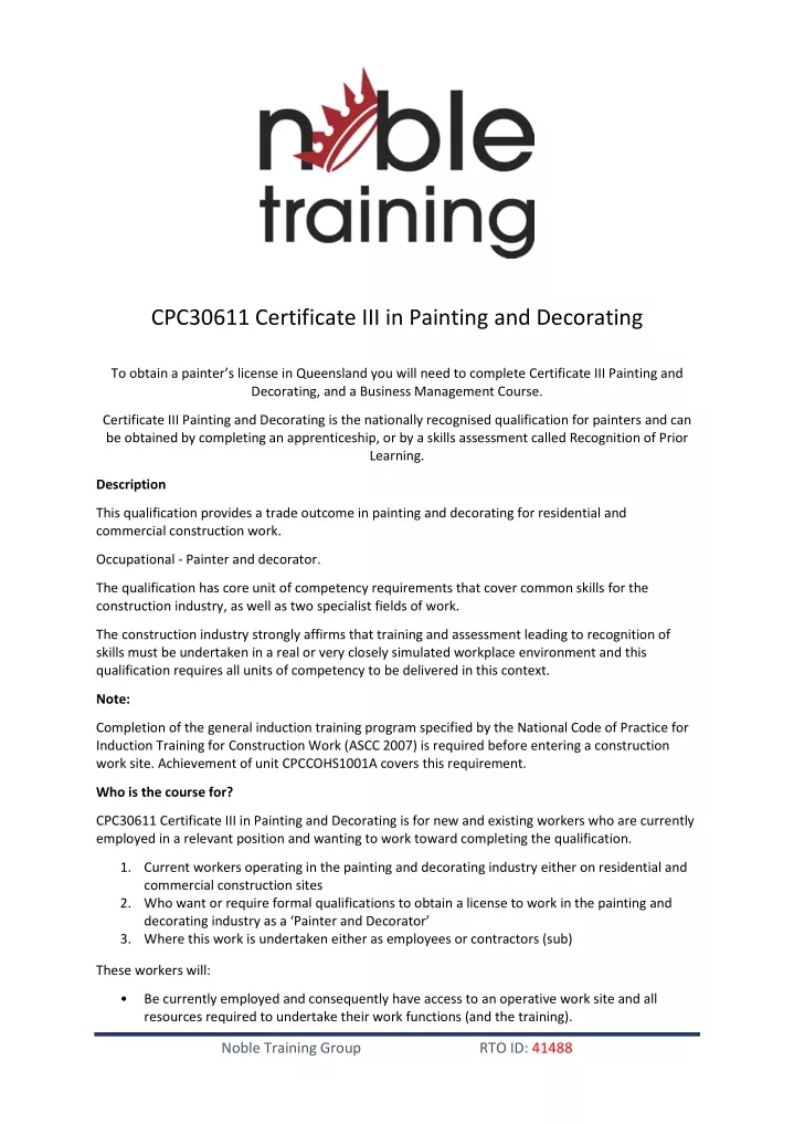 cpc30611 certificate iii in painting n.