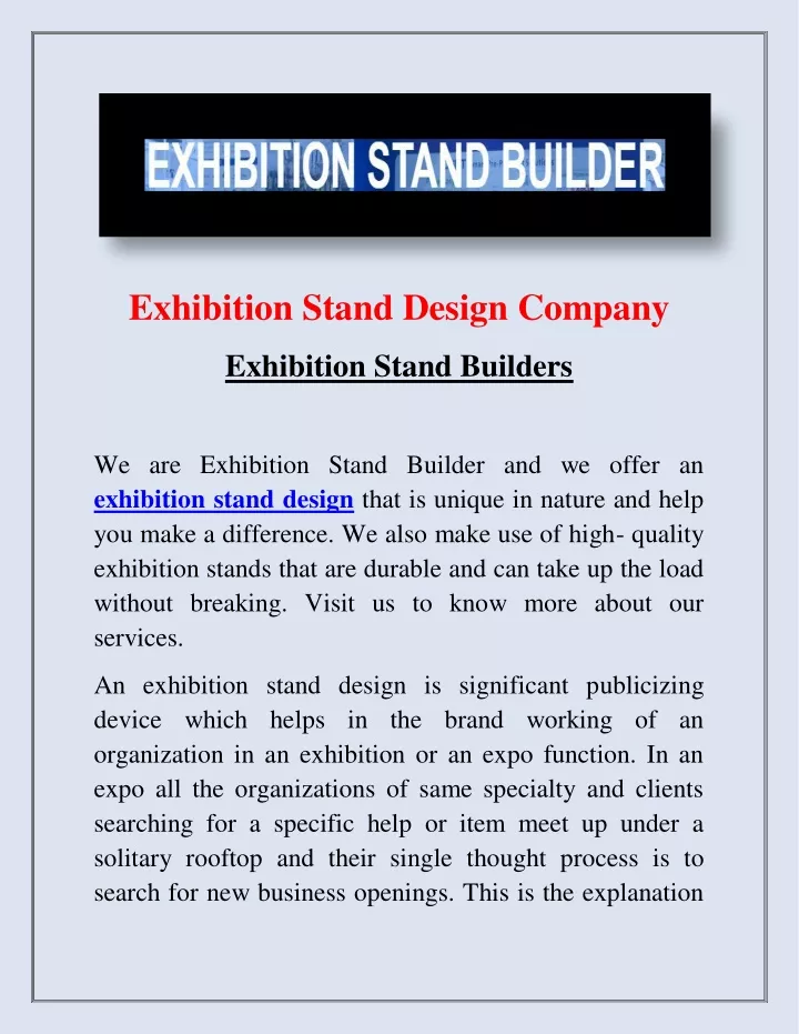 exhibition stand design company n.