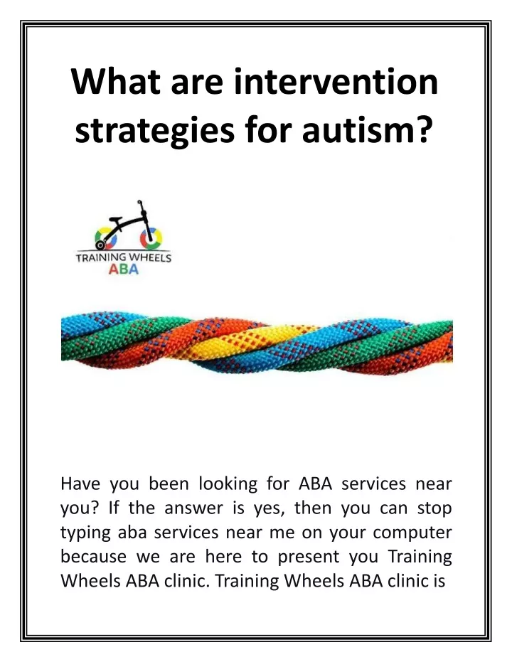 what are intervention strategies for autism n.