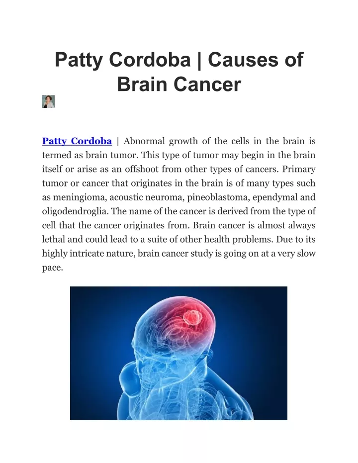 patty cordoba causes of brain cancer n.