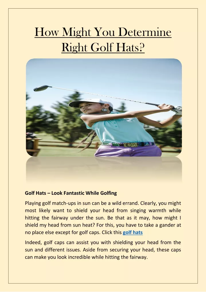 how might you determine right golf hats n.