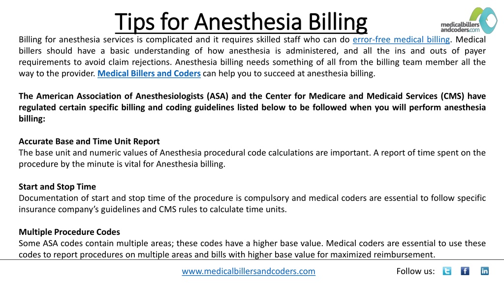 PPT - Tips For Anesthesia Billing PowerPoint Presentation, Free ...