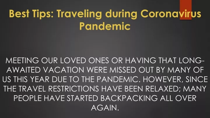 best tips traveling during coronavirus pandemic n.