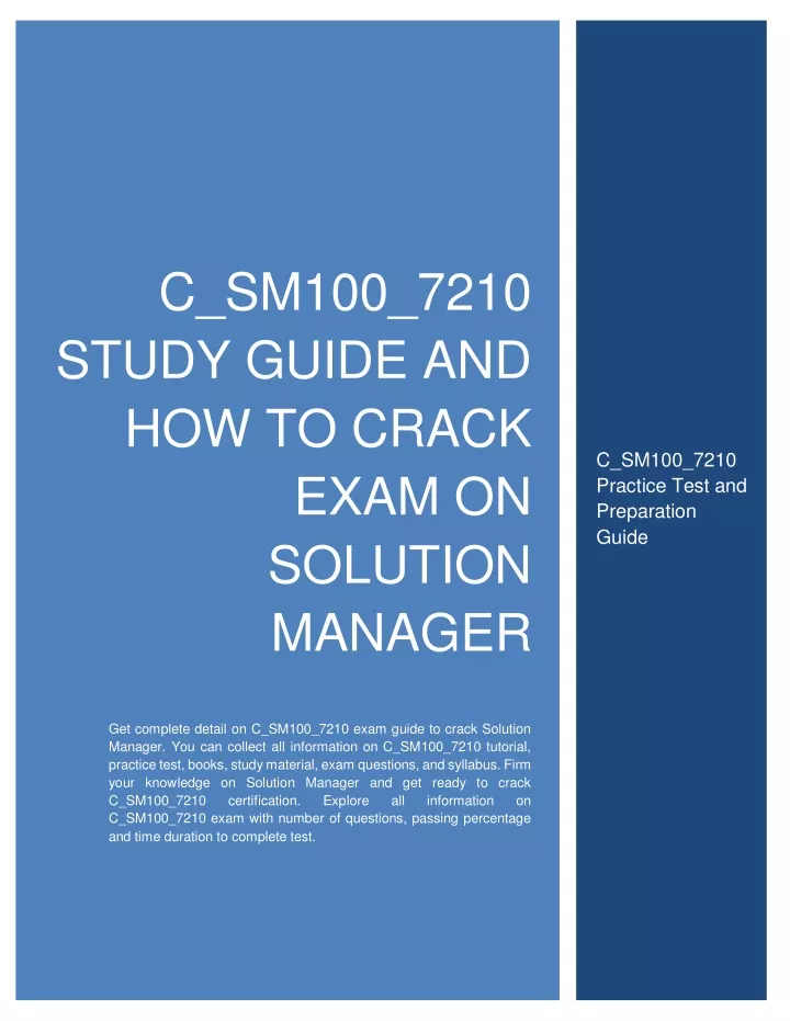 c sm100 7210 study guide and how to crack exam n.