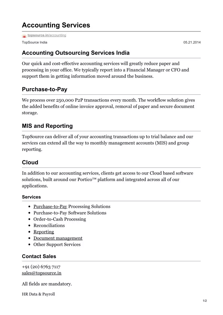 accounting services n.
