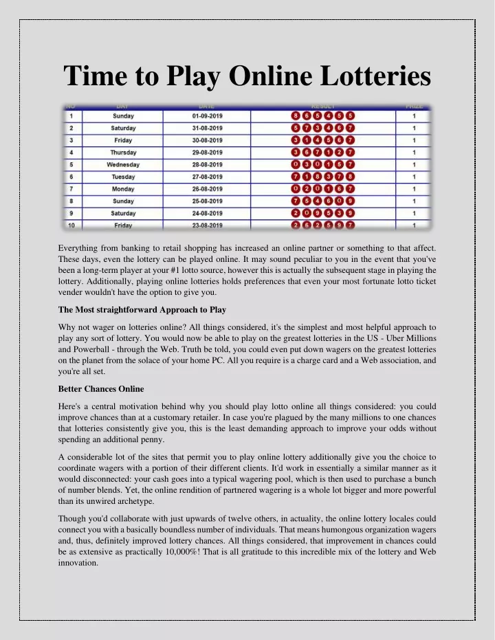 time to play online lotteries n.