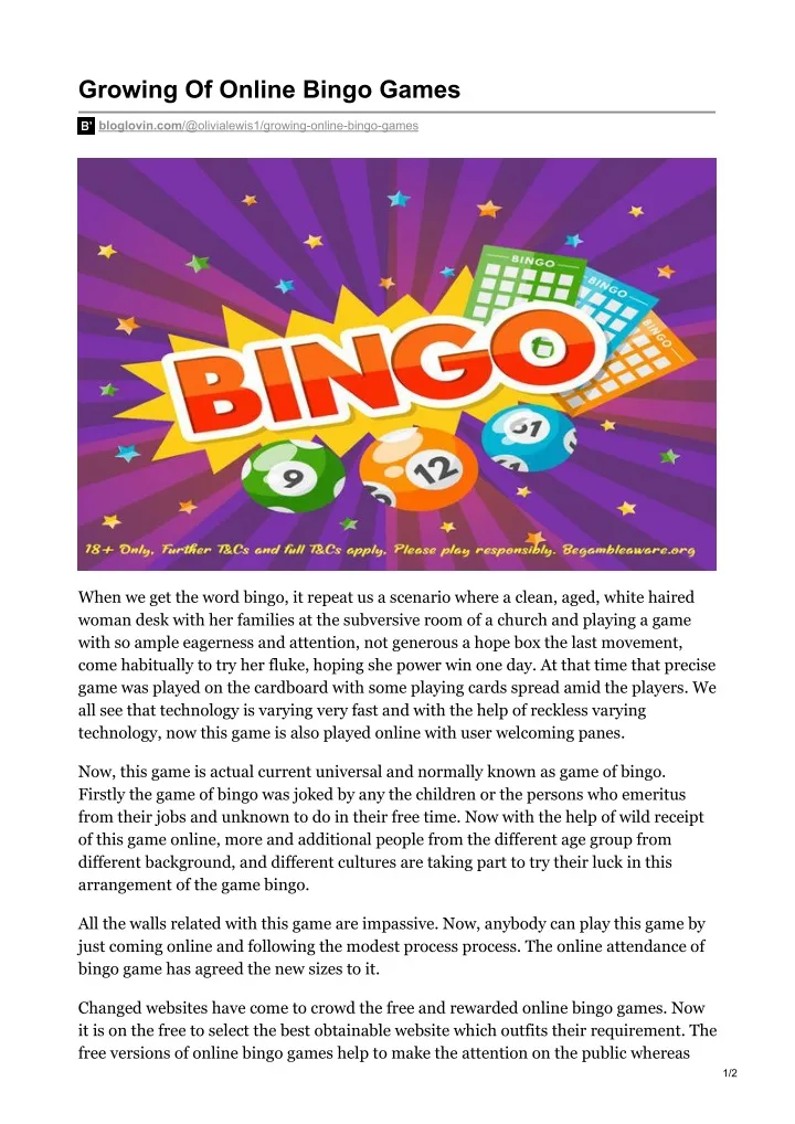 growing of online bingo games n.