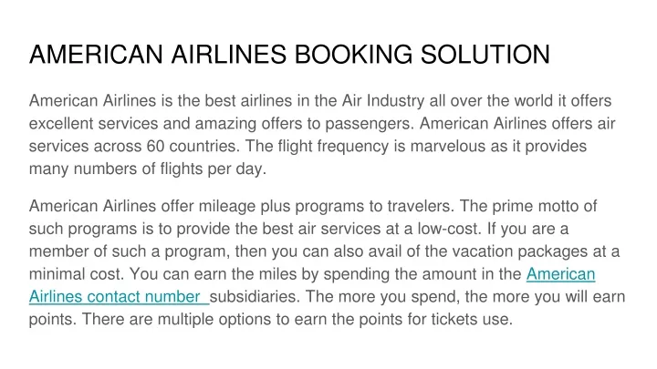 american airlines booking solution n.