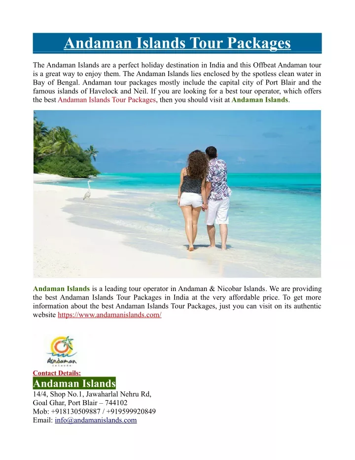 andaman islands tour packages n.