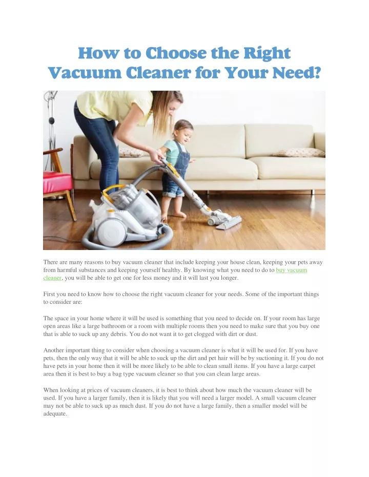 how to choose the right vacuum cleaner for your n.