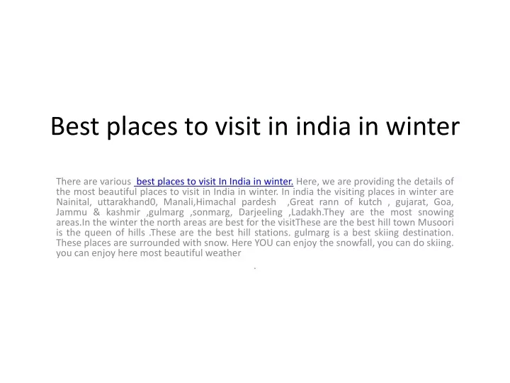 best places to visit in india in winter n.