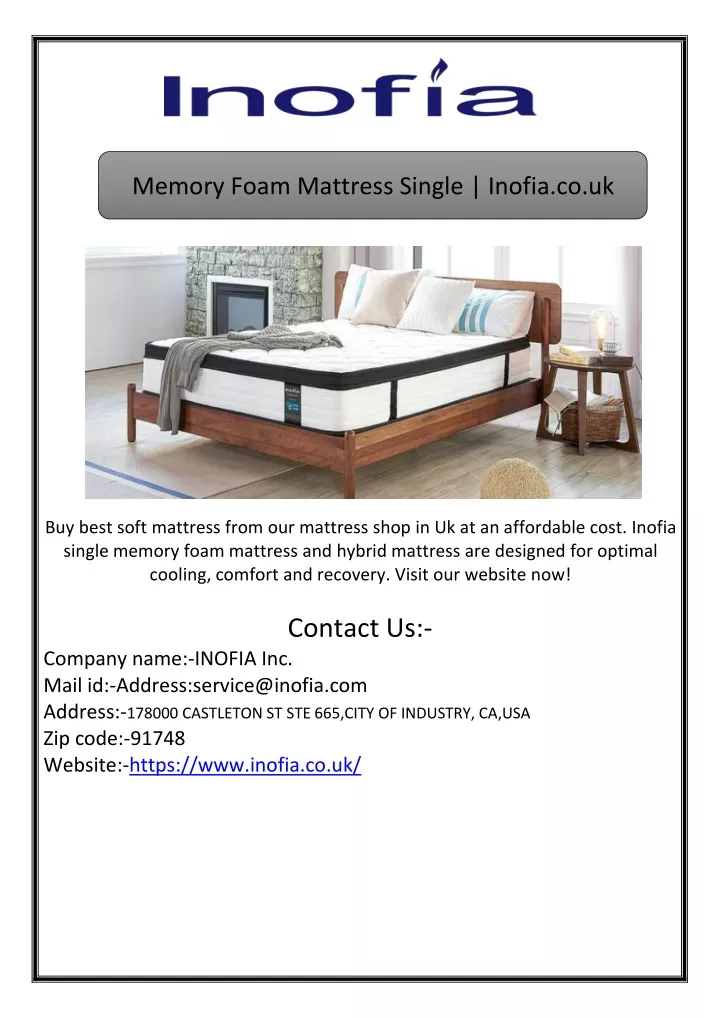 memory foam mattress single inofia co uk n.