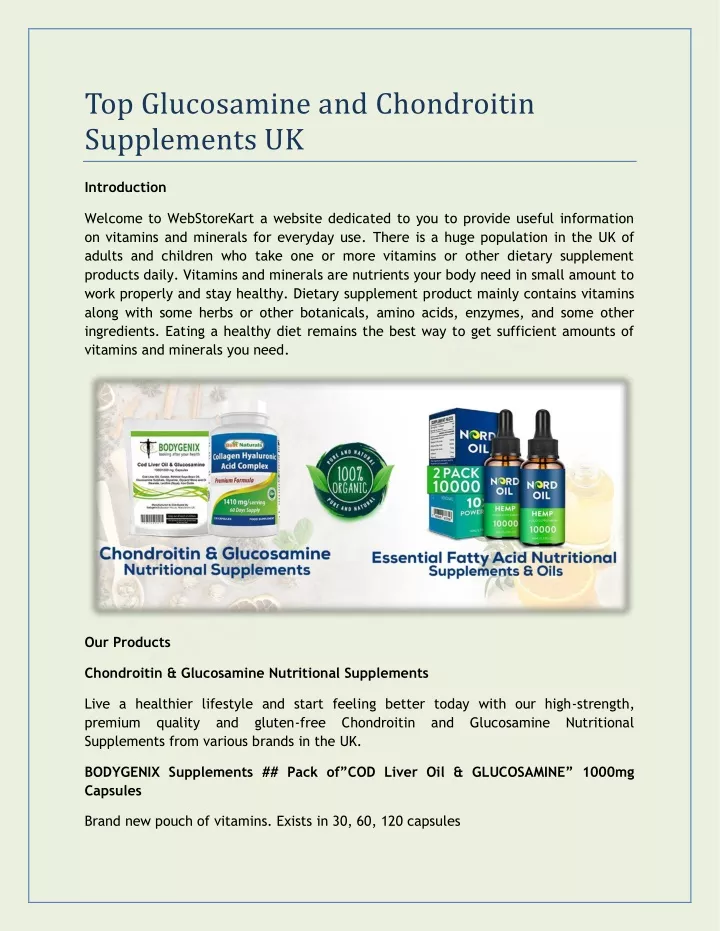 top glucosamine and chondroitin supplements uk n.