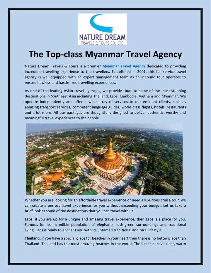 the top class myanmar travel agency n.