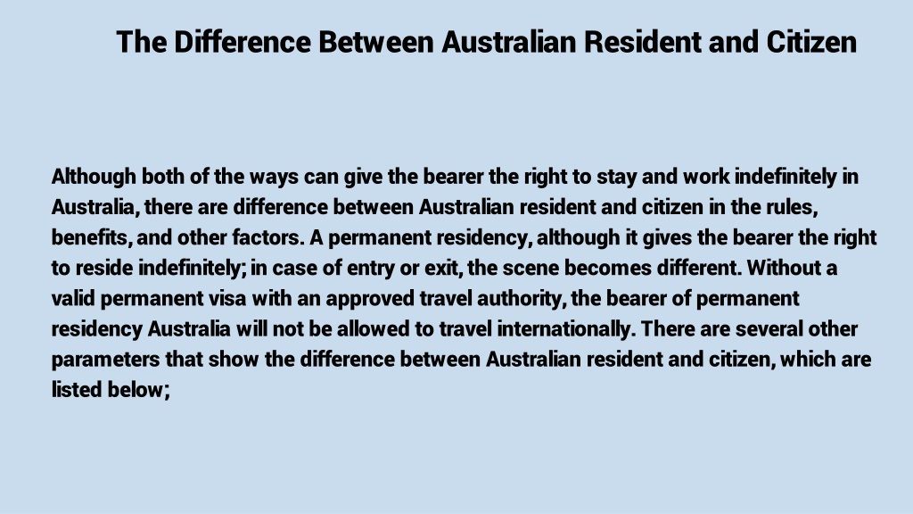 PPT The Difference Between Australian Resident And Citizen PowerPoint 