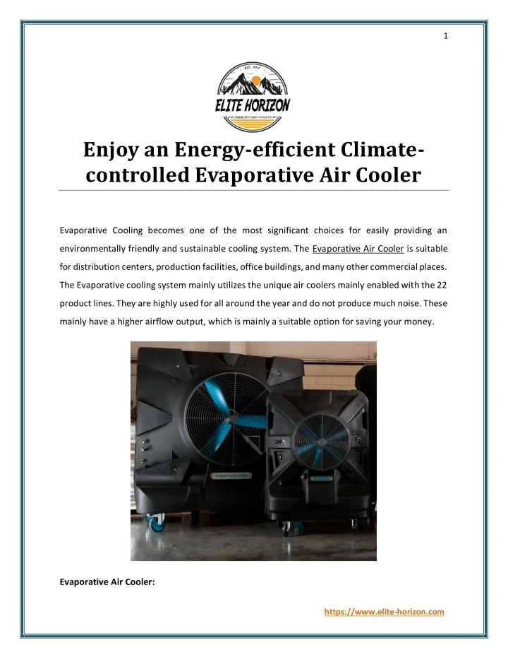 PPT Enjoy an Energyefficient Climate controlled Evaporative Air