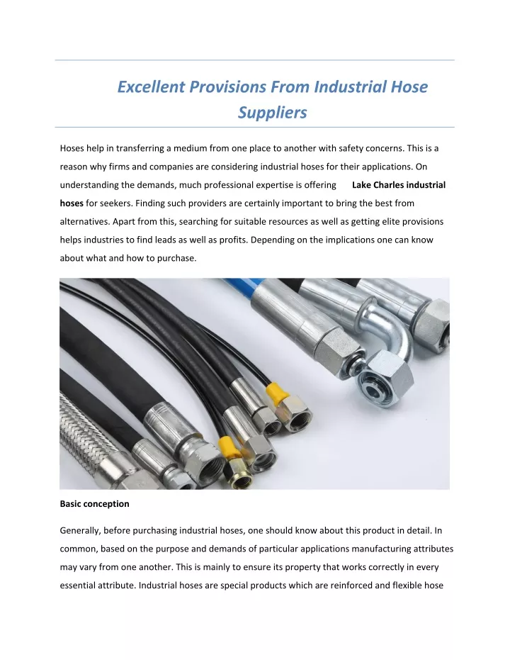 excellent provisions from industrial hose n.
