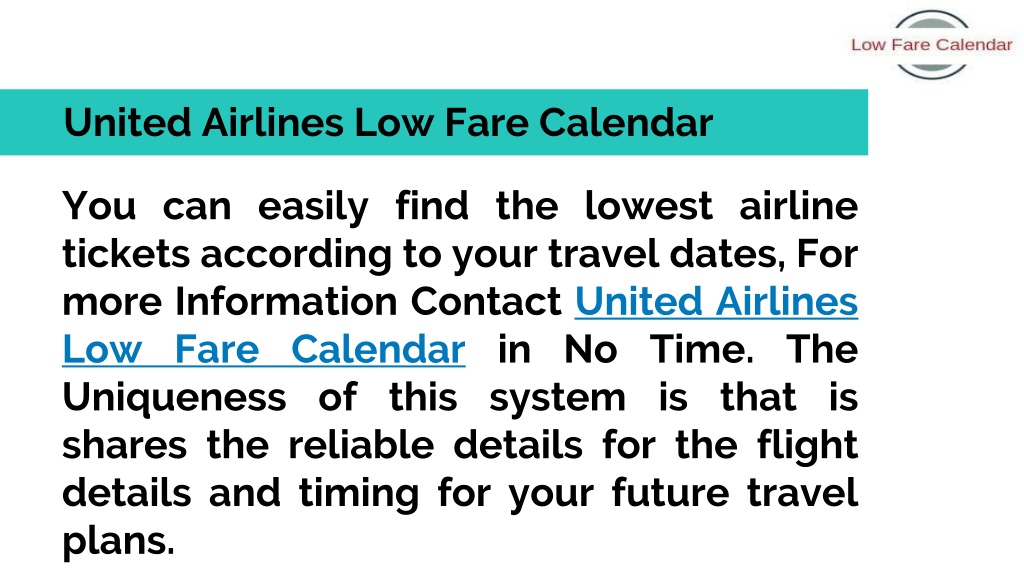 PPT United Airlines Low Fare Calendar PowerPoint Presentation, free