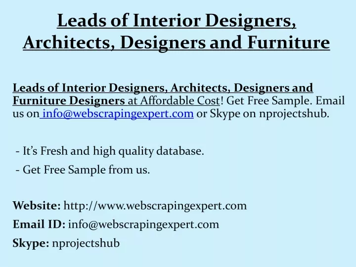 leads of interior designers architects designers and furniture n.