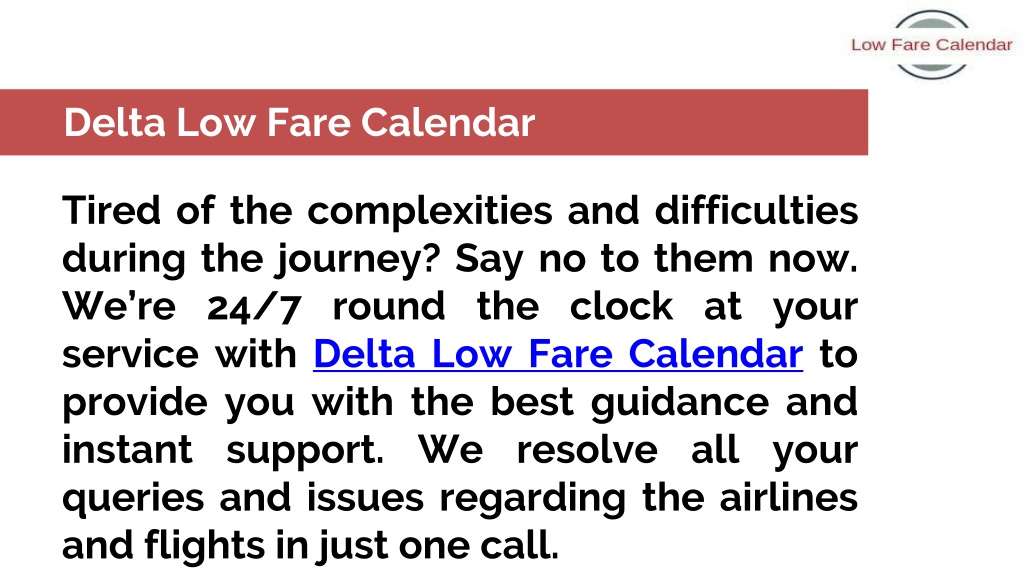 PPT Delta Low Fare Calendar PowerPoint Presentation, free download