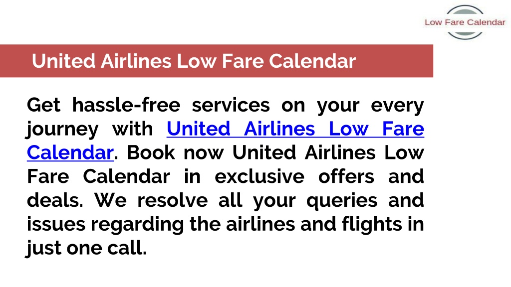 PPT United Airlines Low Fare Calendar PowerPoint Presentation, free