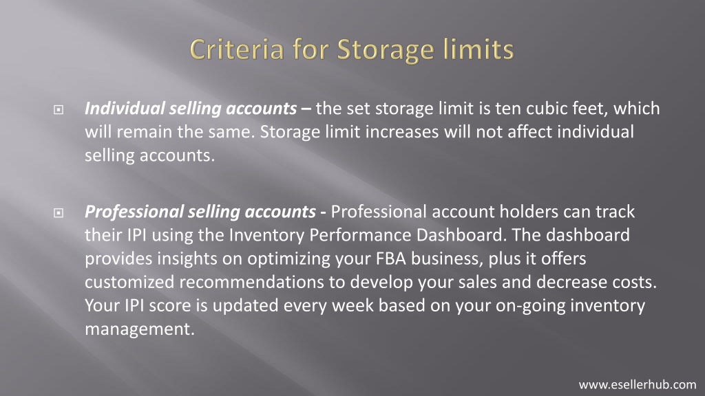 PPT FBA Inventory Management and Storage Limits for 2024 PowerPoint