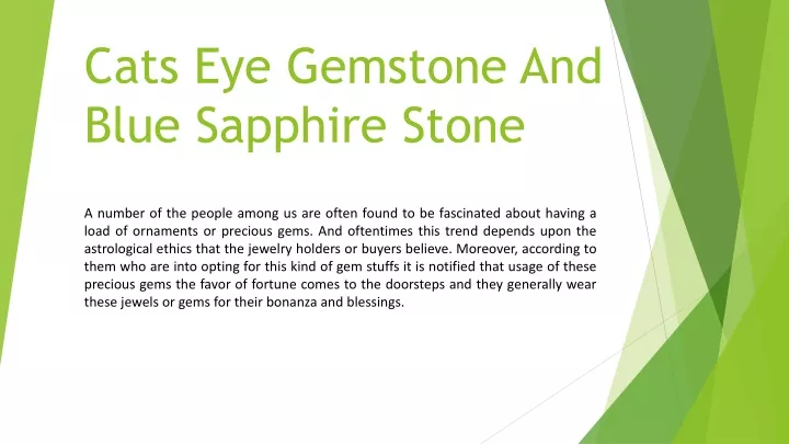 cats eye gemstone and blue sapphire stone n.