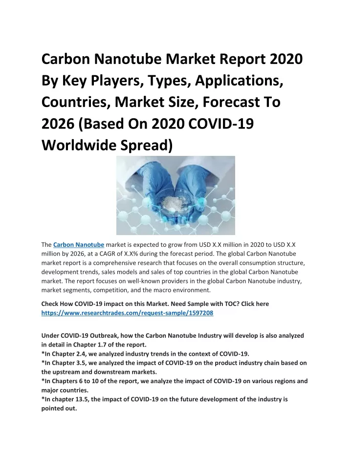 carbon nanotube market report 2020 by key players n.
