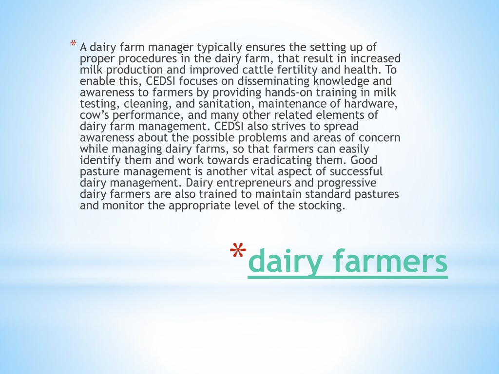 PPT - CEDSI- Dairy Farm Management PowerPoint Presentation, Free ...