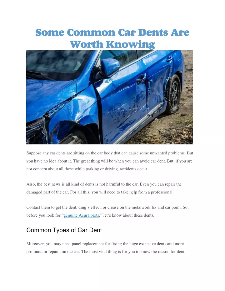 some common car dents are worth knowing n.