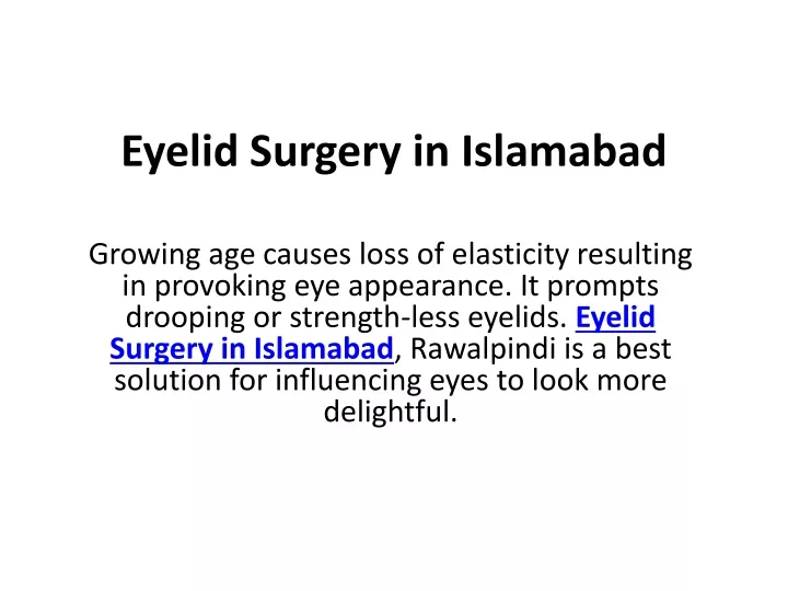 eyelid surgery in islamabad n.