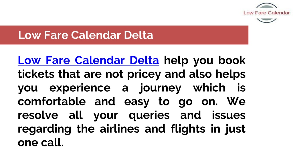 PPT Low Fare Calendar Delta PowerPoint Presentation, free download