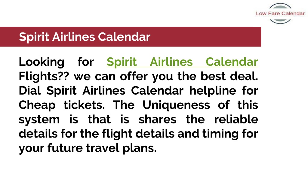 PPT Spirit Airlines Calendar PowerPoint Presentation, free download